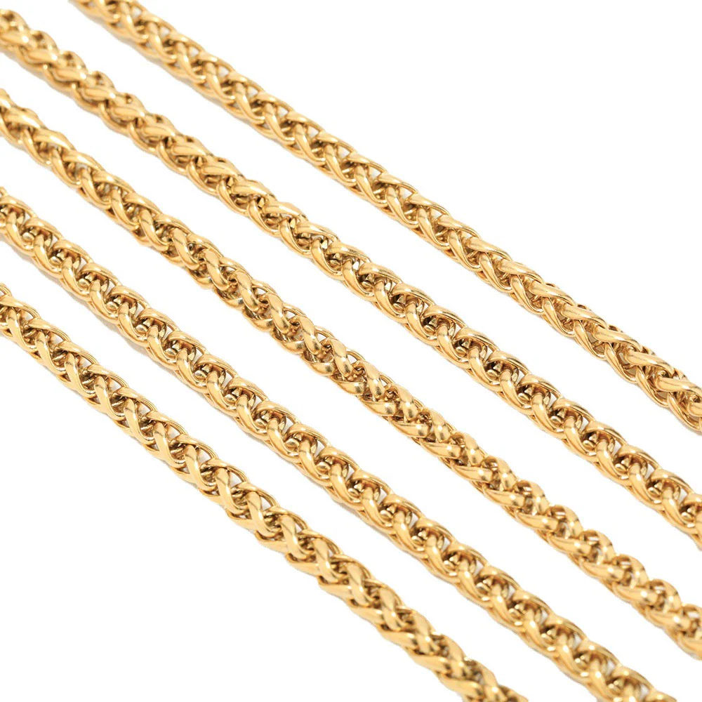 Stainless Steel Spiral Hip Hop Jewelry Accessories Chain Necklace Bracelet Foot Chain With Electroplating - Image 5