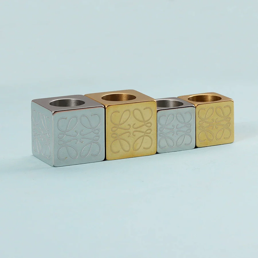 Stainless Steel Square Beaded Loose Beads With Corrosion Pattern And Polished Electroplated Bracelet Necklace Accessories - Image 2