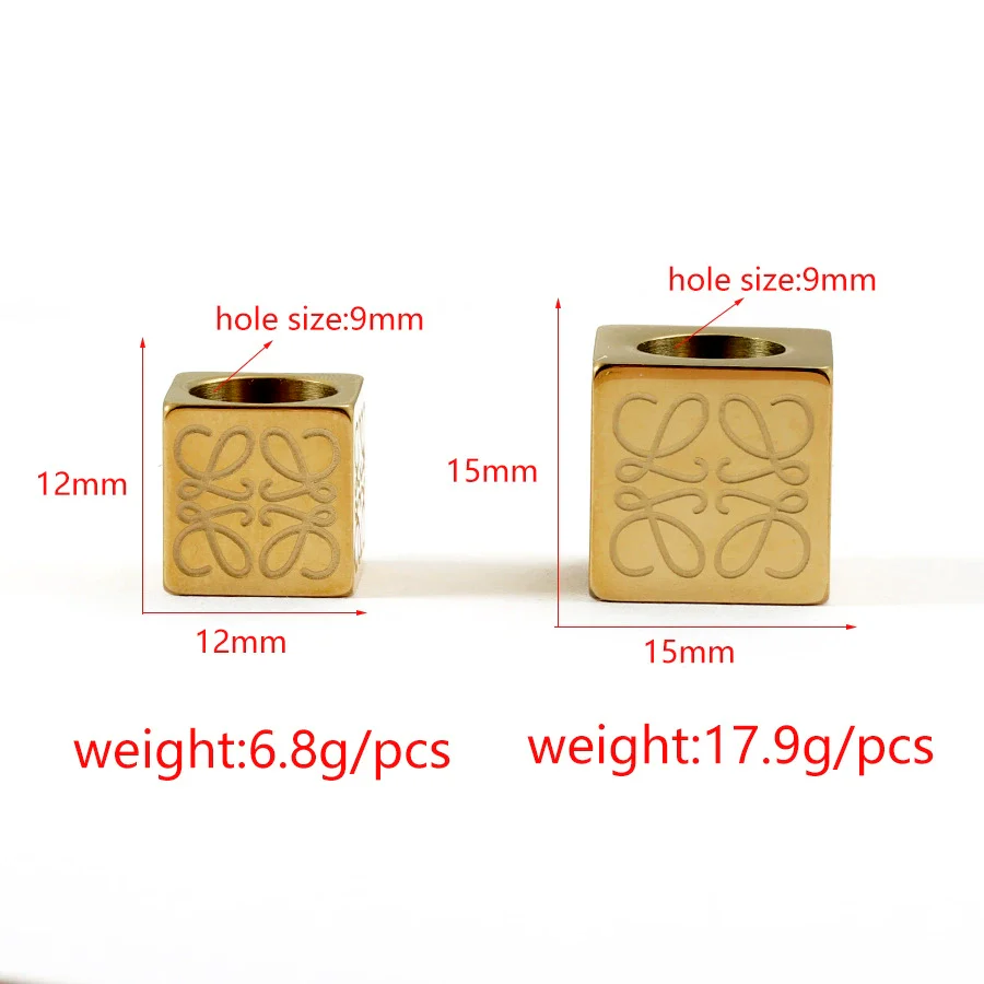 Stainless Steel Square Beaded Loose Beads With Corrosion Pattern And Polished Electroplated Bracelet Necklace Accessories - Image 4