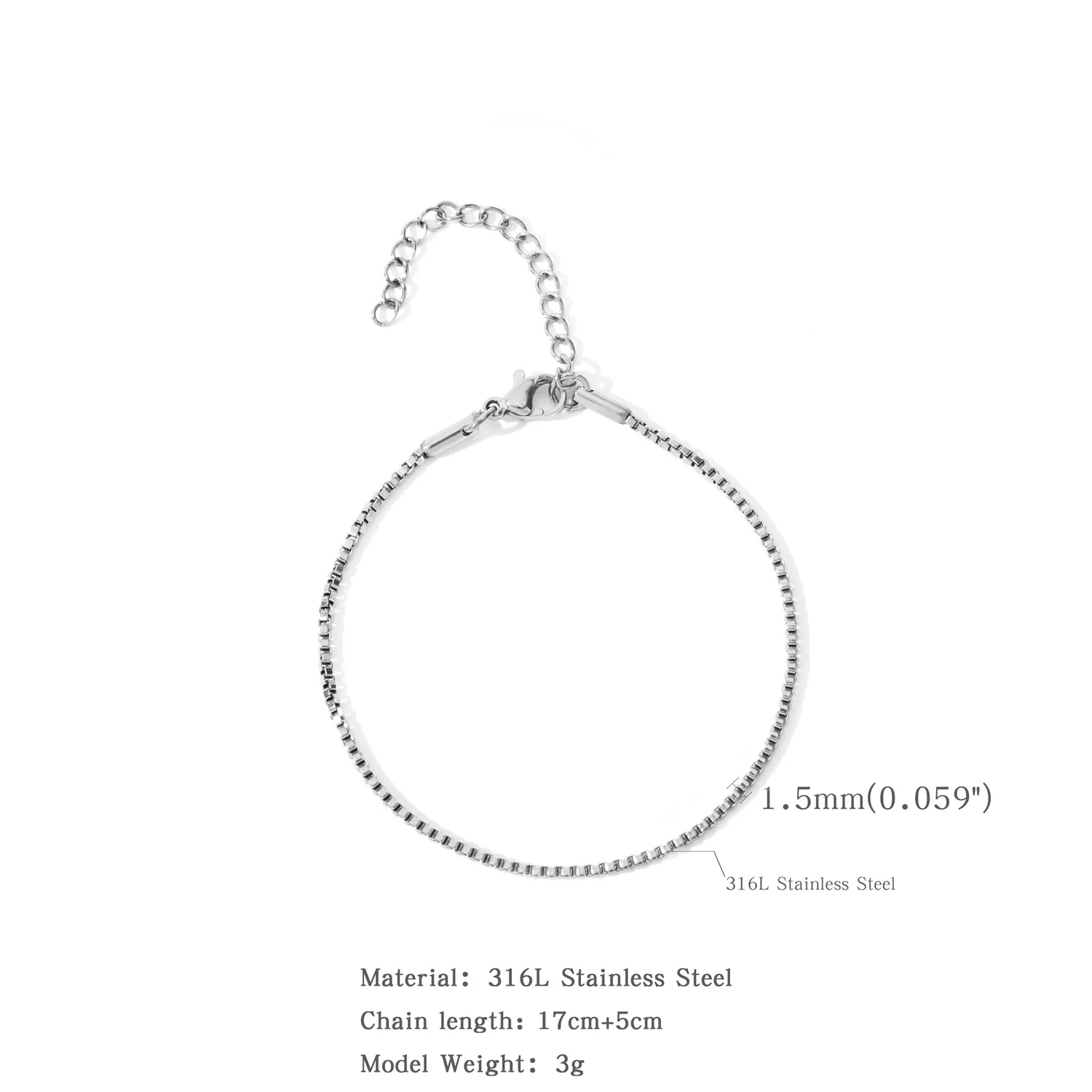 Stainless Steel Square Box Chain 18K Bracelet Electroplated Geometric Style For Men And Women - Image 10