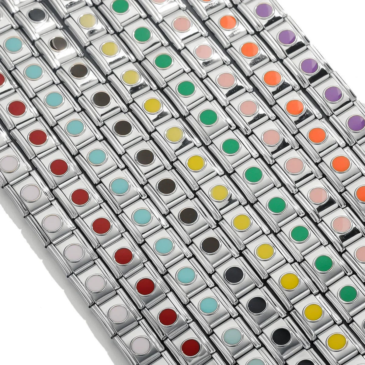 Stainless Steel Square Dot Enamel Elastic Diy Bracelet With Electroplating Fashion Geometric Style