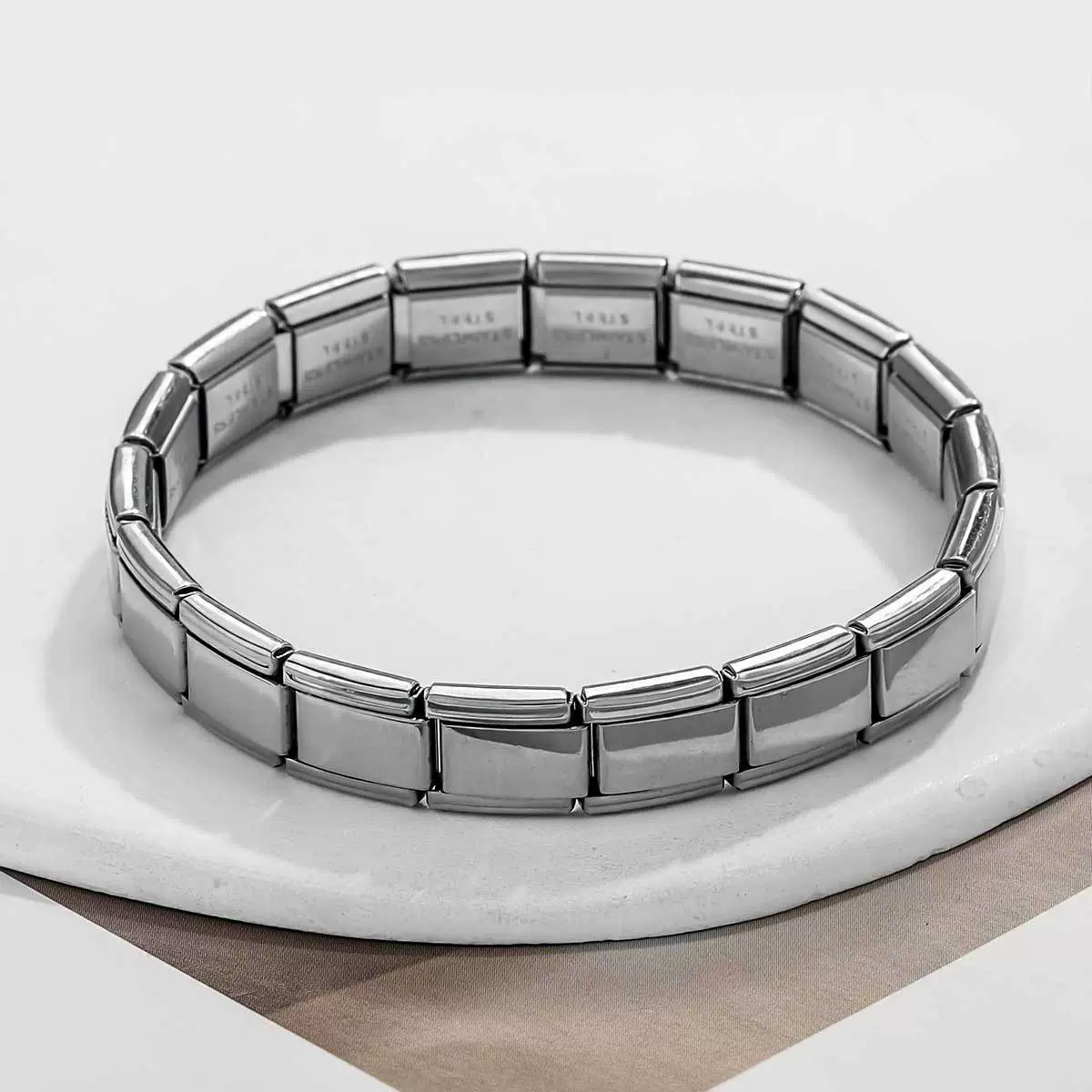 Stainless Steel Square Elastic Stitching Fashion Geometric Electroplated Unisex Bracelet - Image 6