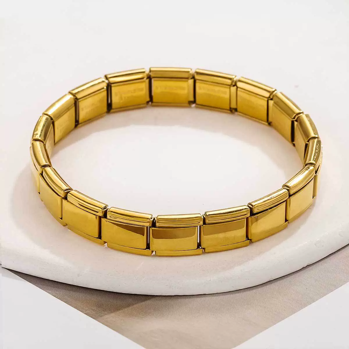 Stainless Steel Square Elastic Stitching Fashion Geometric Electroplated Unisex Bracelet - Image 7