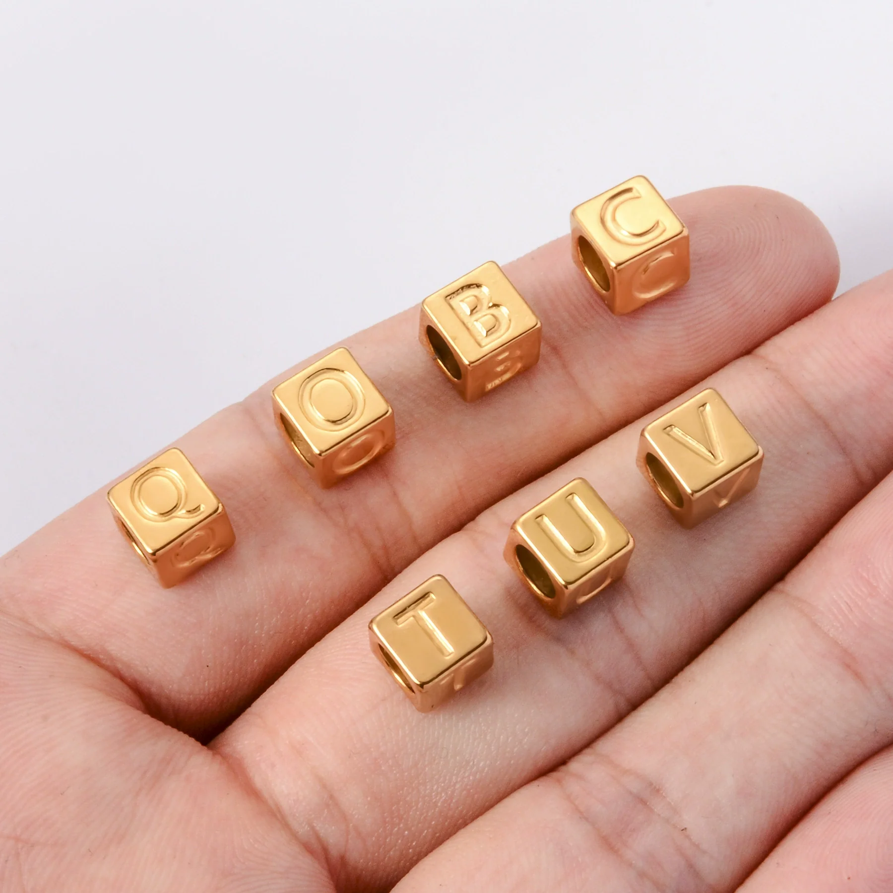 Stainless Steel Square Fashion Beaded Necklace Accessories With Threedimensional English Letters Perforated And Electroplating Process - Image 7