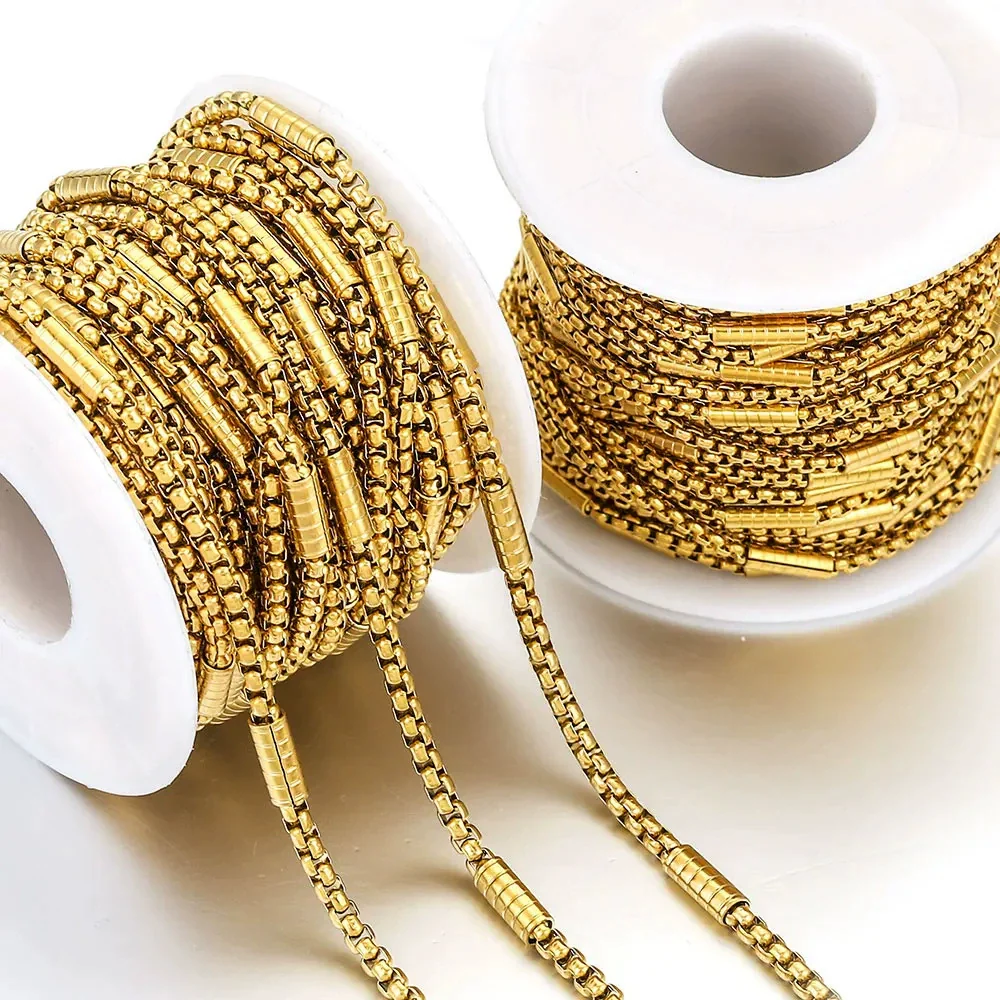 Stainless Steel Square Hiphop Style Totem Pattern Electroplated Diy Jewelry Chain Making Supplies For Necklace And Bracelet