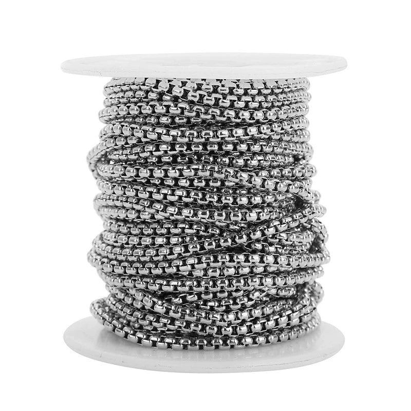 Stainless Steel Square Pearl Chain Electroplated Men's Jewelry Necklace Accessories - Image 4