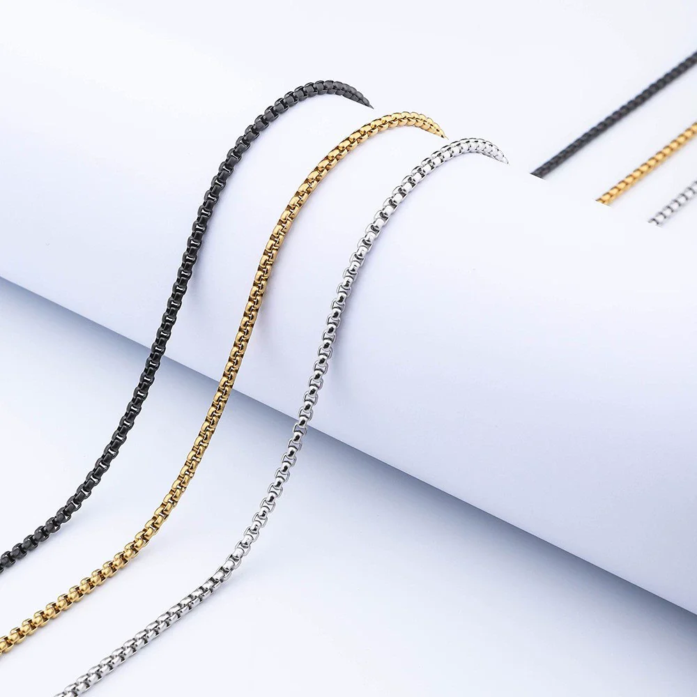 Stainless Steel Square Pearl Chain Necklace Hip Hop Jewelry Electroplated Geometry Style - Image 2