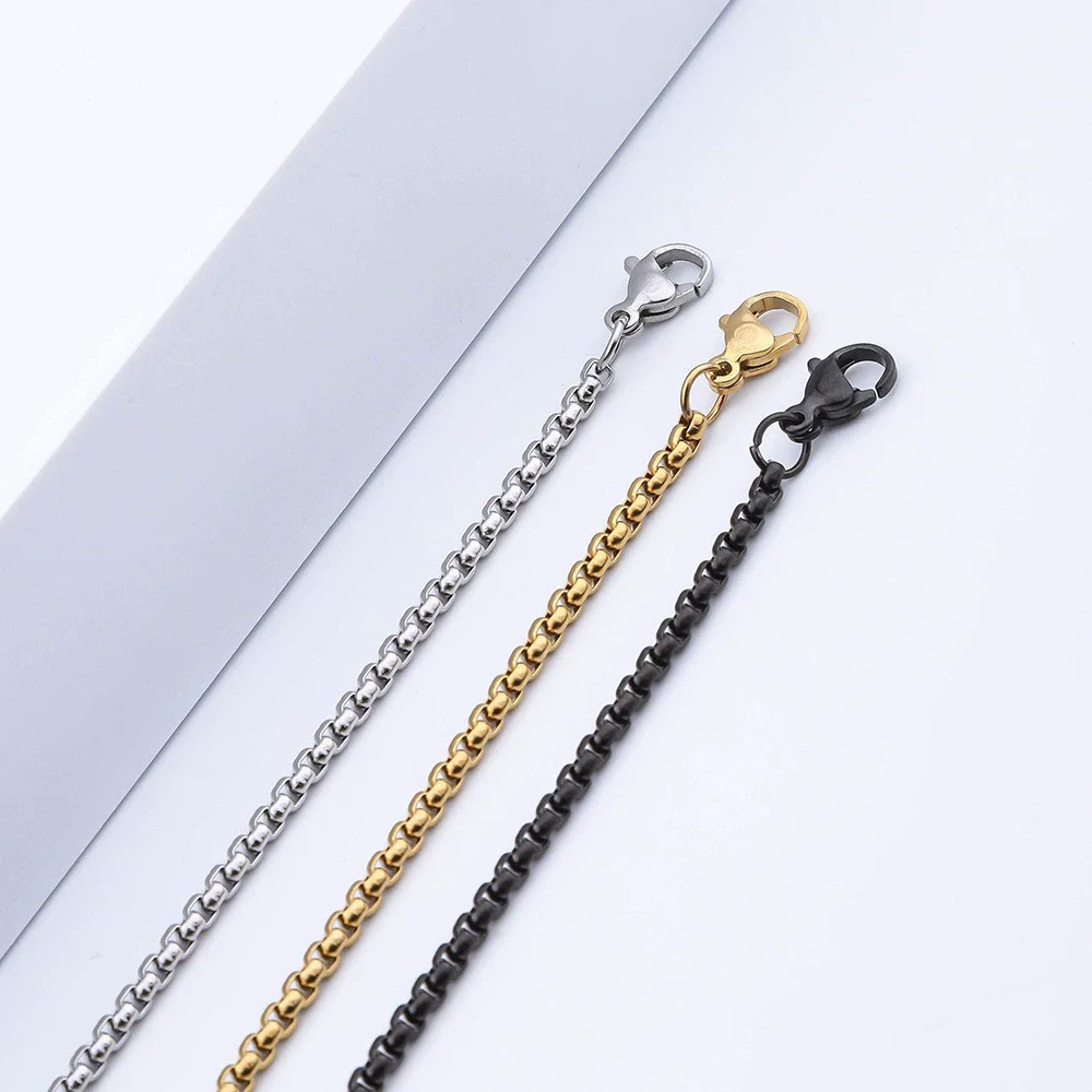 Stainless Steel Square Pearl Chain Necklace Hip Hop Jewelry Electroplated Geometry Style - Image 3