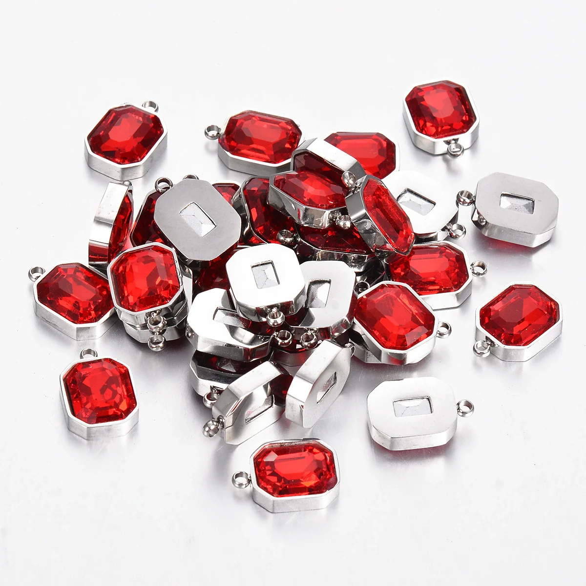 Stainless Steel Square Pendant Necklace And Diy Earrings Accessories With Sapphire Blue Glass Crystal Electroplating - Image 10