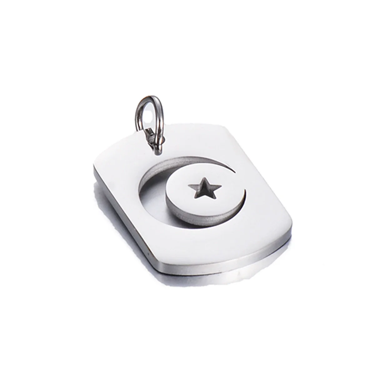 Stainless Steel Square Pendant With Peace Symbol Disc Compass Star Moon Hollow Design Electroplated - Image 5