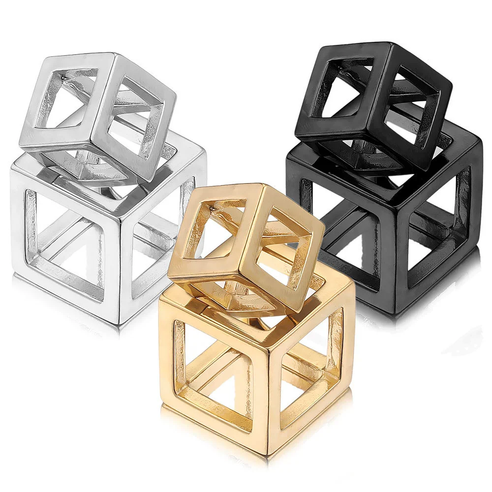 Stainless Steel Square Rubik's Cube Pendant Necklace Electroplated Jewelry Accessories