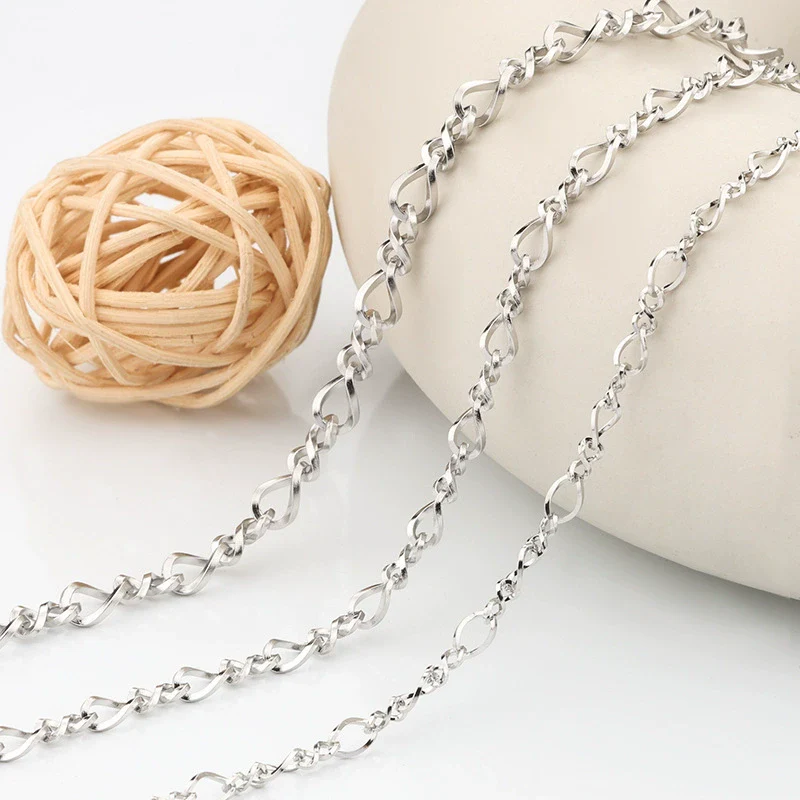 Stainless Steel Square Twisted 8 Word Twist Chain Personality Punk Necklace Bracelet Brightening Electrolysis