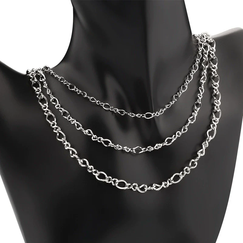 Stainless Steel Square Twisted 8 Word Twist Chain Personality Punk Necklace Bracelet Brightening Electrolysis - Image 3