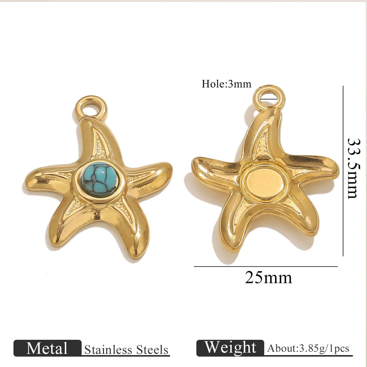 Stainless Steel Starfish Jewelry Pendant Necklace Electroplated Ocean Series - Image 9