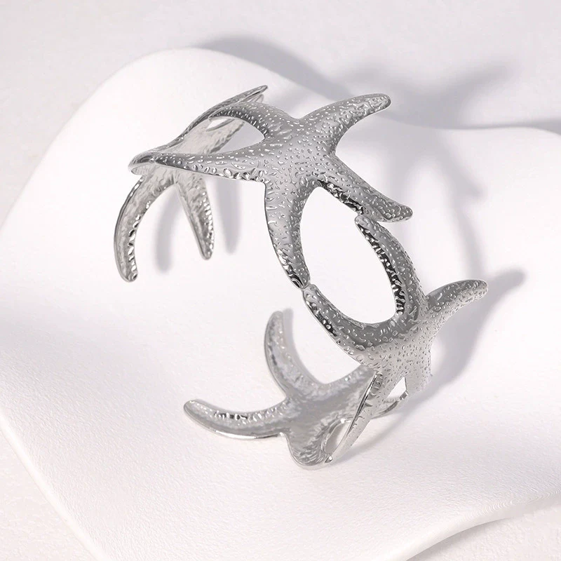 Stainless Steel Starfish Open Bracelet For Women Goldplated Electroplated Simple Animal Style Highend Jewelry - Image 3