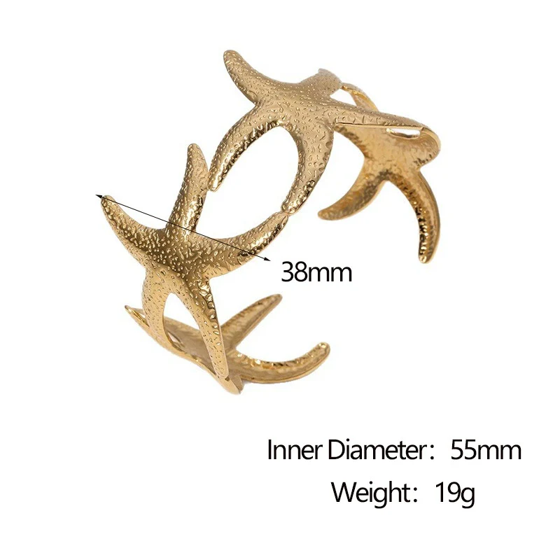 Stainless Steel Starfish Open Bracelet For Women Goldplated Electroplated Simple Animal Style Highend Jewelry - Image 6