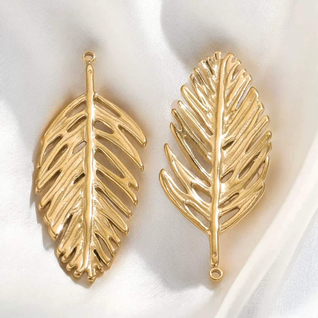 Stainless Steel Summer Sunflower Leaf Shell Pendant Necklace Earrings 18K Gold Plated Electroplated - Image 2