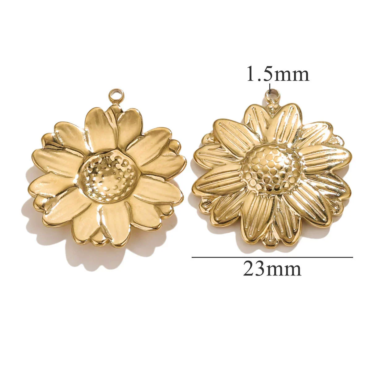 Stainless Steel Summer Sunflower Leaf Shell Pendant Necklace Earrings 18K Gold Plated Electroplated - Image 6