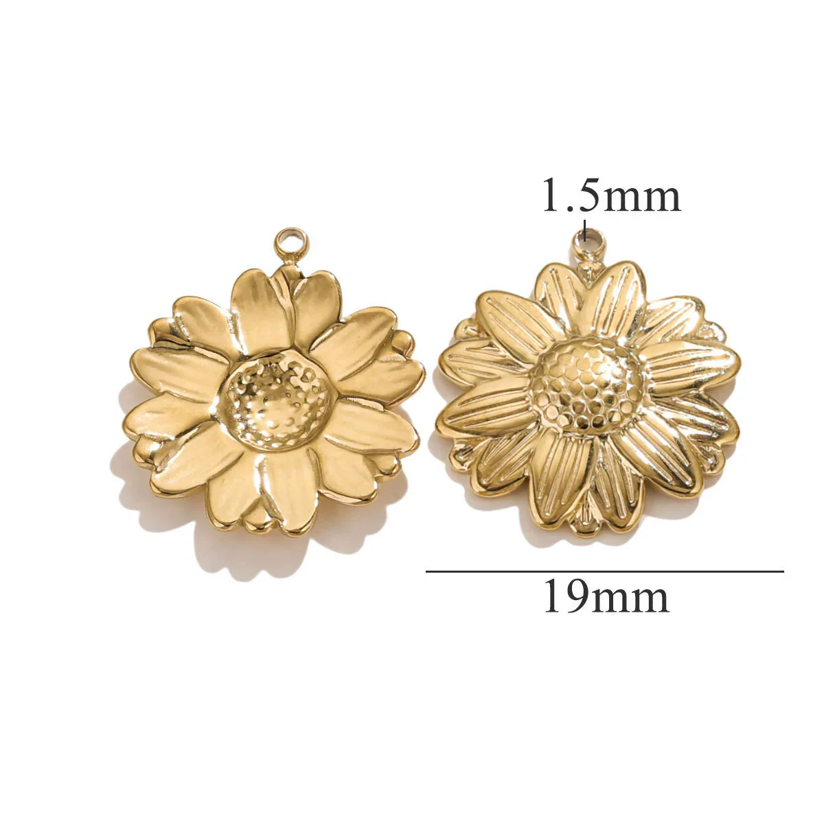 Stainless Steel Summer Sunflower Leaf Shell Pendant Necklace Earrings 18K Gold Plated Electroplated - Image 7