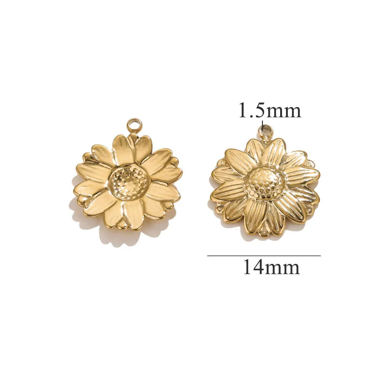 Stainless Steel Summer Sunflower Leaf Shell Pendant Necklace Earrings 18K Gold Plated Electroplated - Image 8