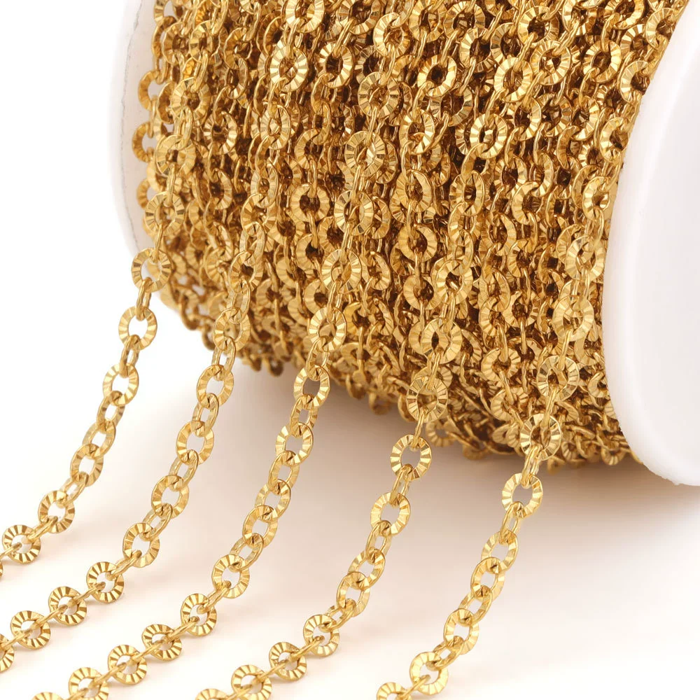 Stainless Steel Sunflower Cross Oshaped Embossed Vacuum Plated Gold Chain For Diy Necklace And Bracelet - Image 7