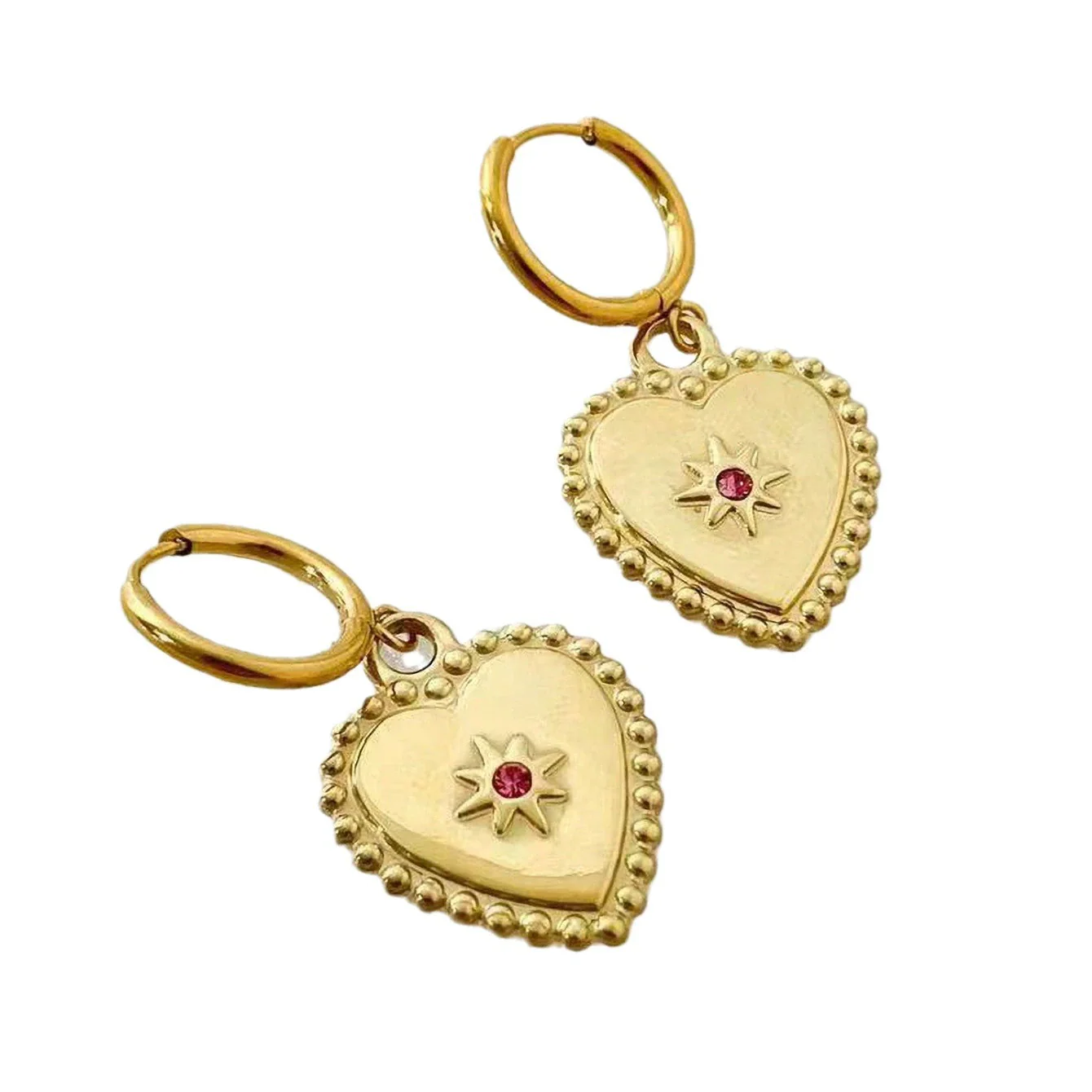 Stainless Steel Sweet Heart Shape Electroplated Love Pendant Earrings For Women - Image 5