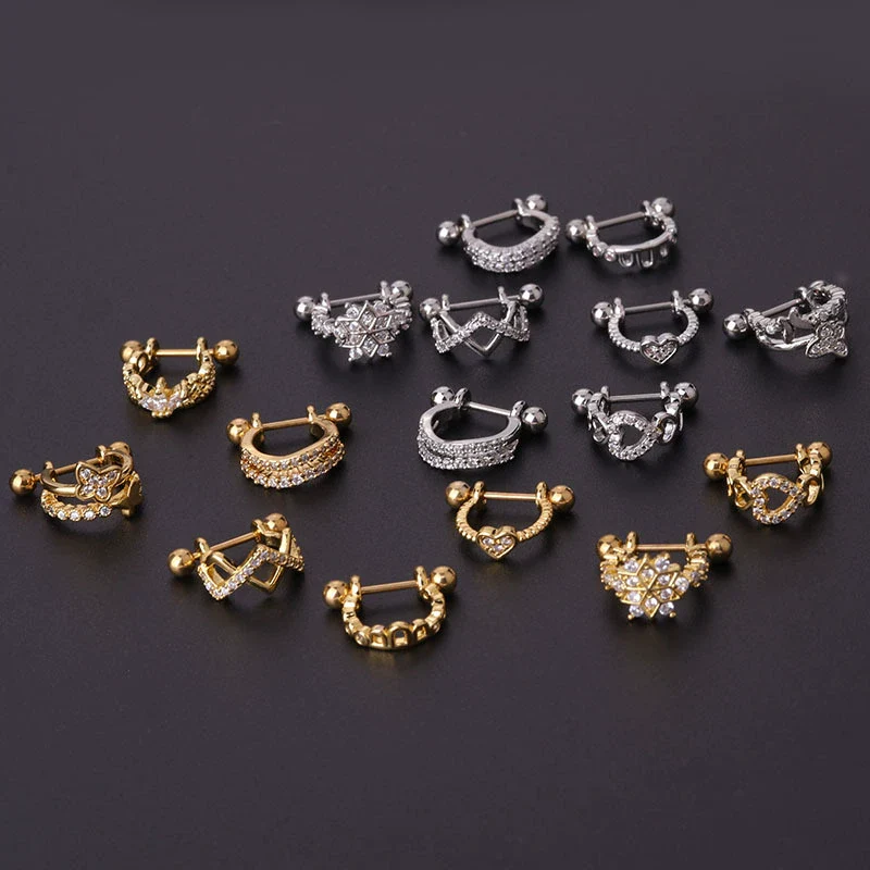 Stainless Steel Thin Rod The Crown Style Electroplated Women's Puncture Earrings - Image 3