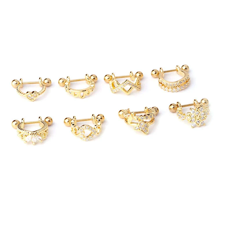 Stainless Steel Thin Rod The Crown Style Electroplated Women's Puncture Earrings - Image 5