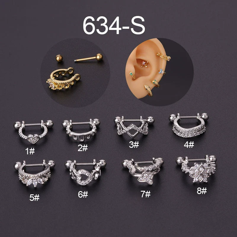 Stainless Steel Thin Rod The Crown Style Electroplated Women's Puncture Earrings - Image 6