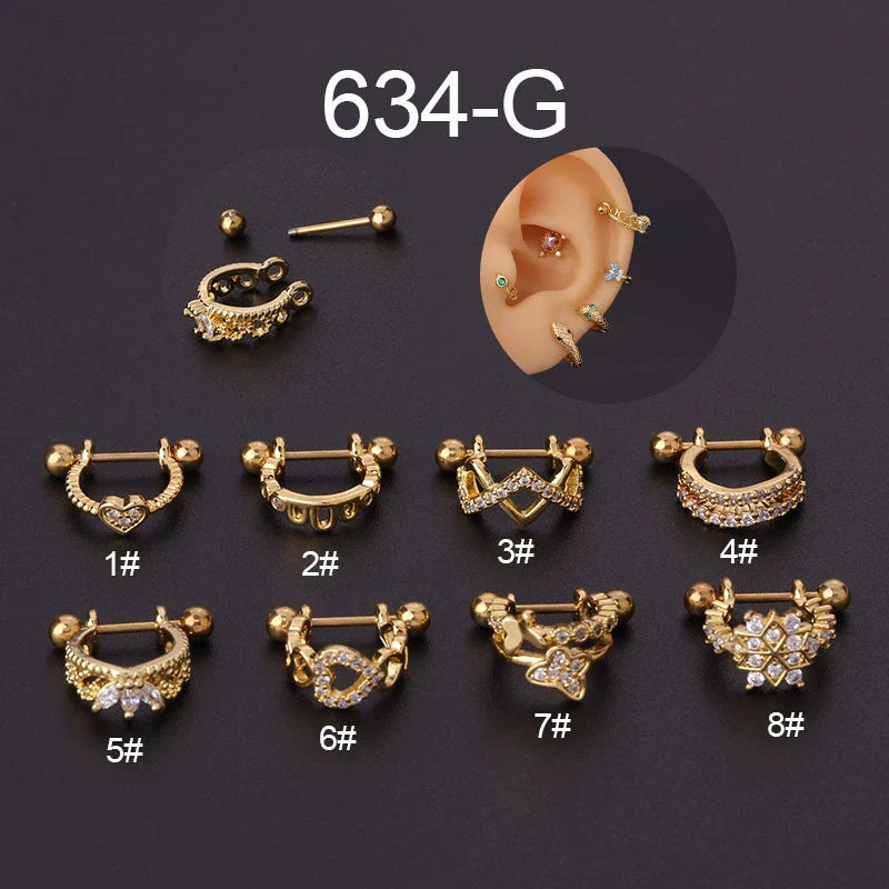 Stainless Steel Thin Rod The Crown Style Electroplated Women's Puncture Earrings - Image 7