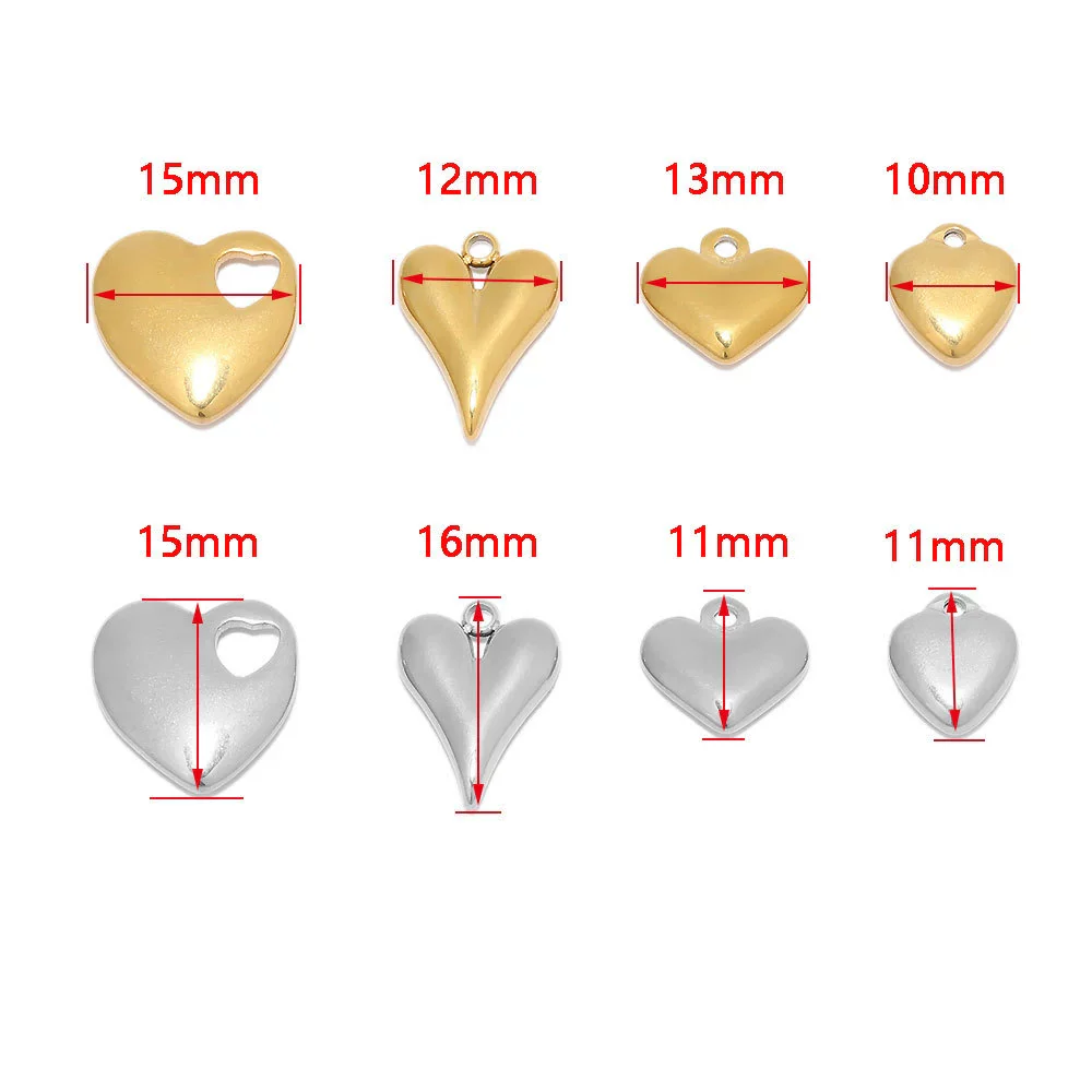 Stainless Steel Threedimensional Heart Pendant Jewelry Necklace Bracelet Accessories With Gold Color Electroplating - Image 3