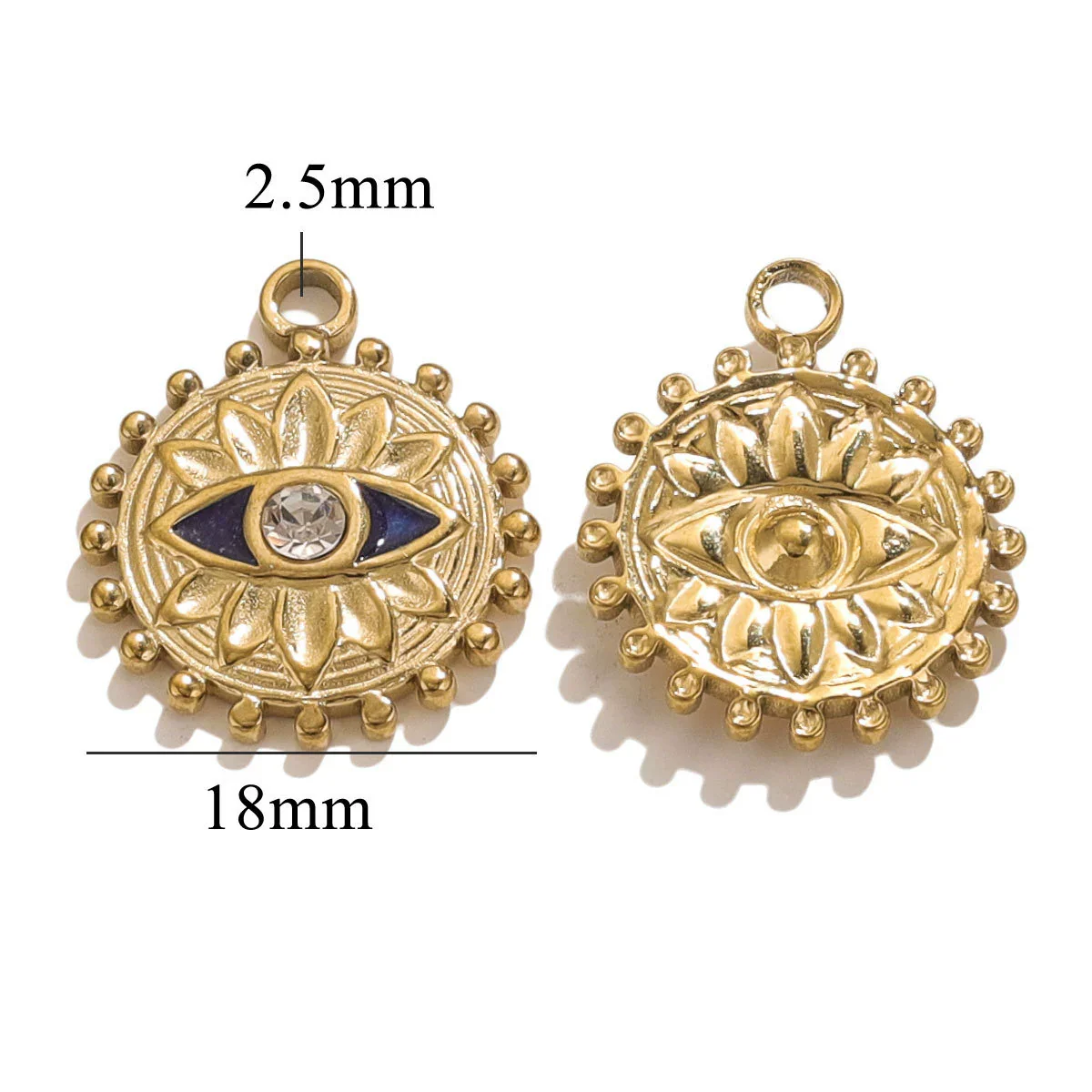 Stainless Steel Threedimensional Lotus Devil's Eye Pendant Jewelry Accessories With Inlay And Totem Pattern - Image 6