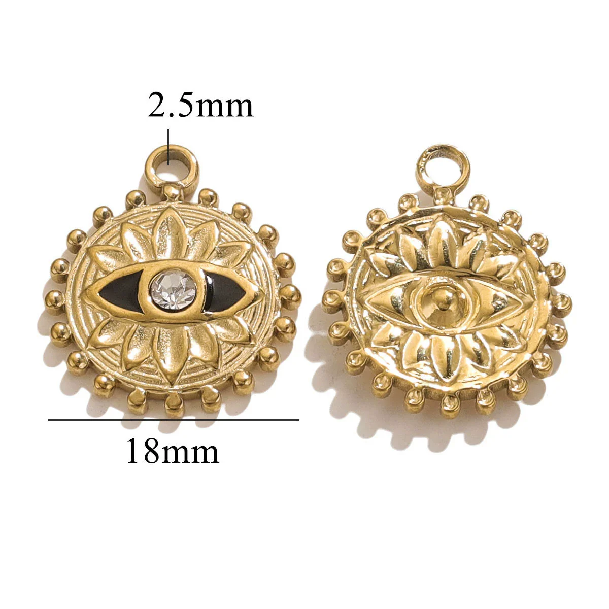 Stainless Steel Threedimensional Lotus Devil's Eye Pendant Jewelry Accessories With Inlay And Totem Pattern - Image 7