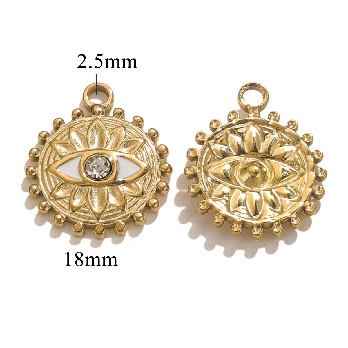 Stainless Steel Threedimensional Lotus Devil's Eye Pendant Jewelry Accessories With Inlay And Totem Pattern - Image 8