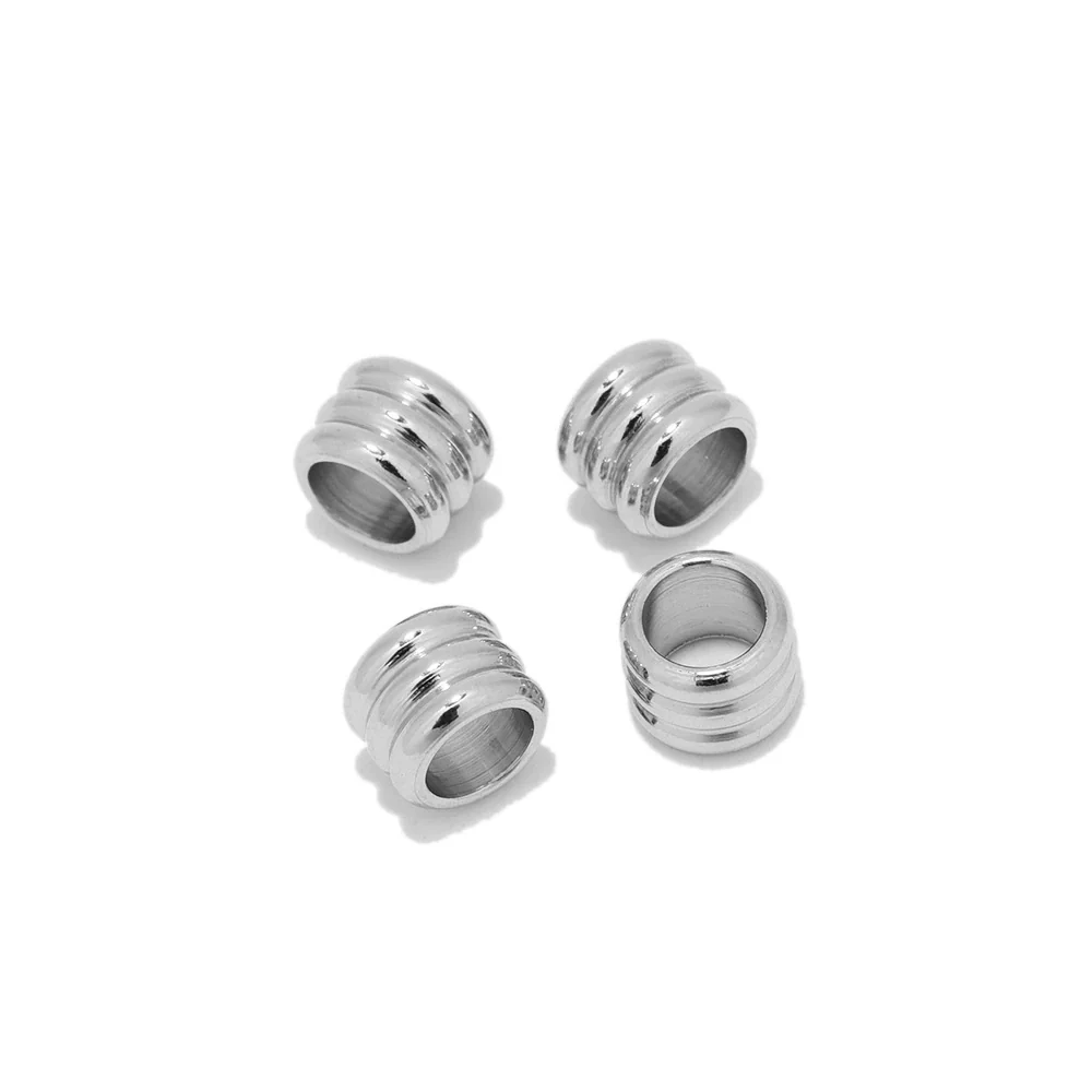 Stainless Steel Threelayer Straightthrough Hole Round Beads Jewelry Beads Accessories With Oiling Treatment And Glossy Pattern - Image 5