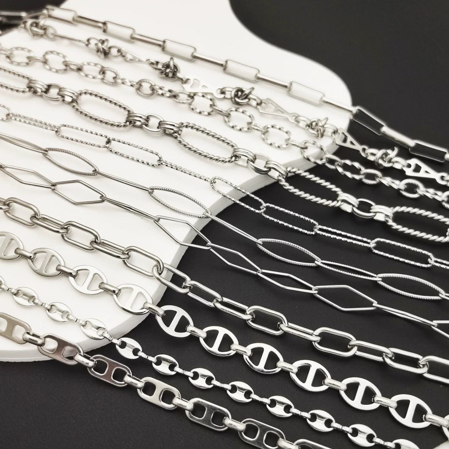 Stainless Steel Titanium Steel Chain Bracelet Necklace Accessories For Men Handmade With Tassel And Electrolysis Treatment - Image 3