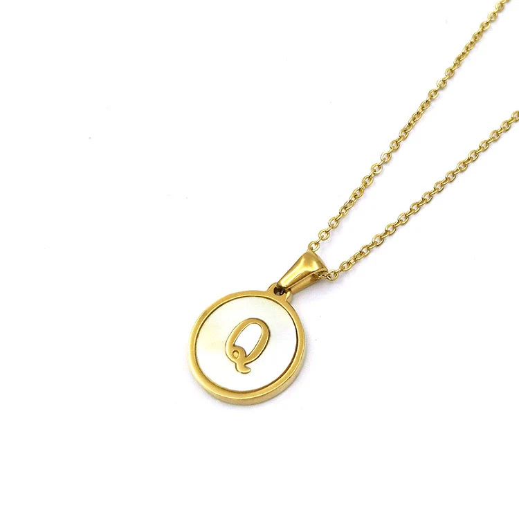 Stainless Steel 316L Stainless Steel Letter Pendant Necklace Round Shape Vacuum Plated - Image 22