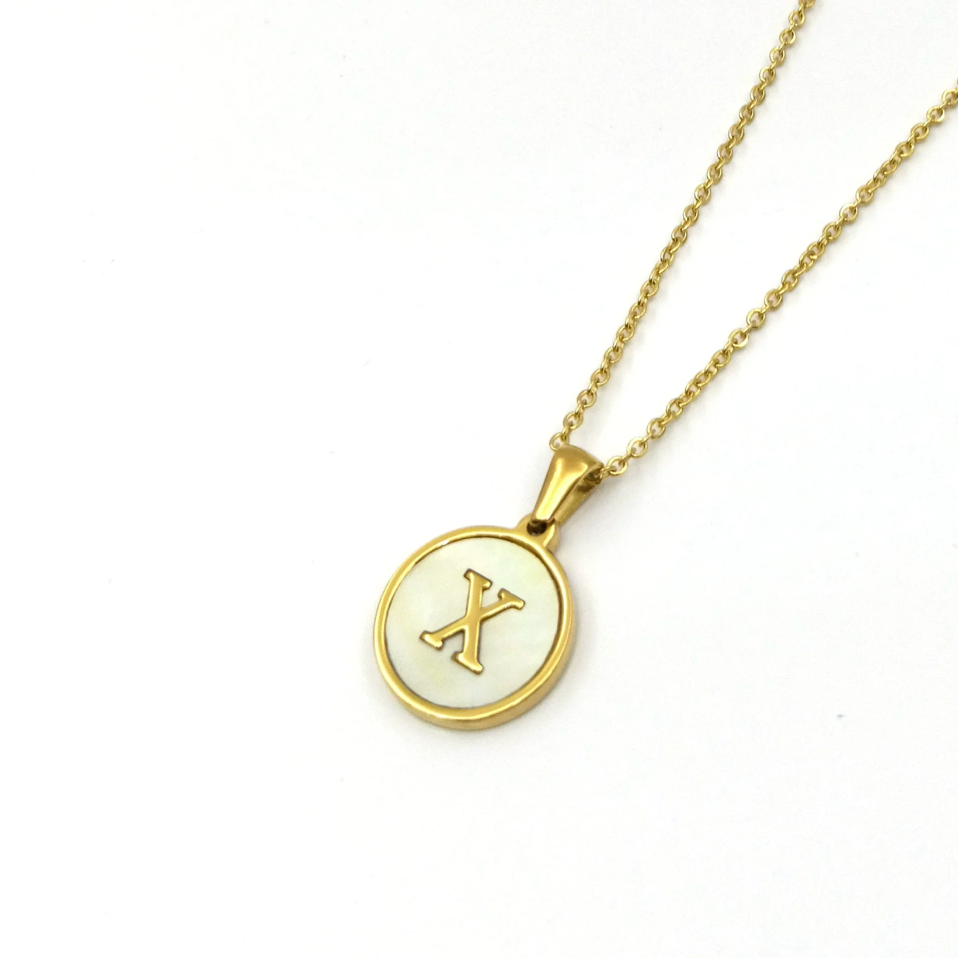 Stainless Steel 316L Stainless Steel Letter Pendant Necklace Round Shape Vacuum Plated - Image 29