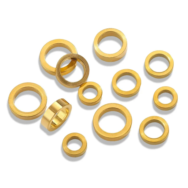 Stainless Steel Totem Pattern Electroplated Round Plane Closed Ring Spacer Loose Beads Jewelry Accessories