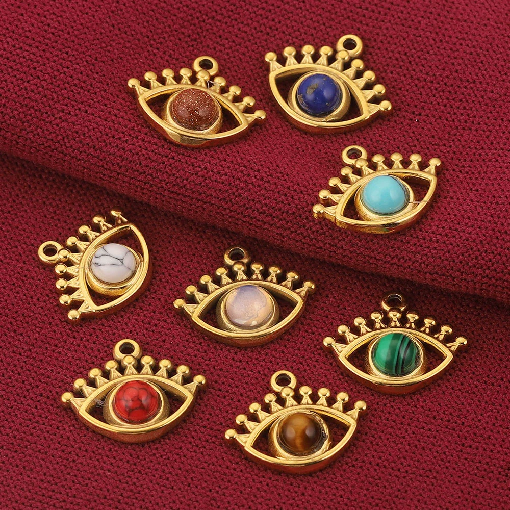 Stainless Steel Totem Pattern Natural Stone Pendant Diy Jewelry Accessories For Earrings And Necklace With Electroplating - Image 3