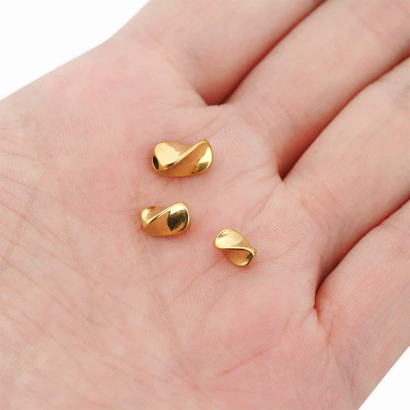 Stainless Steel Twist Pattern Beads Electroplated Gold Bracelet Necklace Diy Antique Hairpin Material - Image 3
