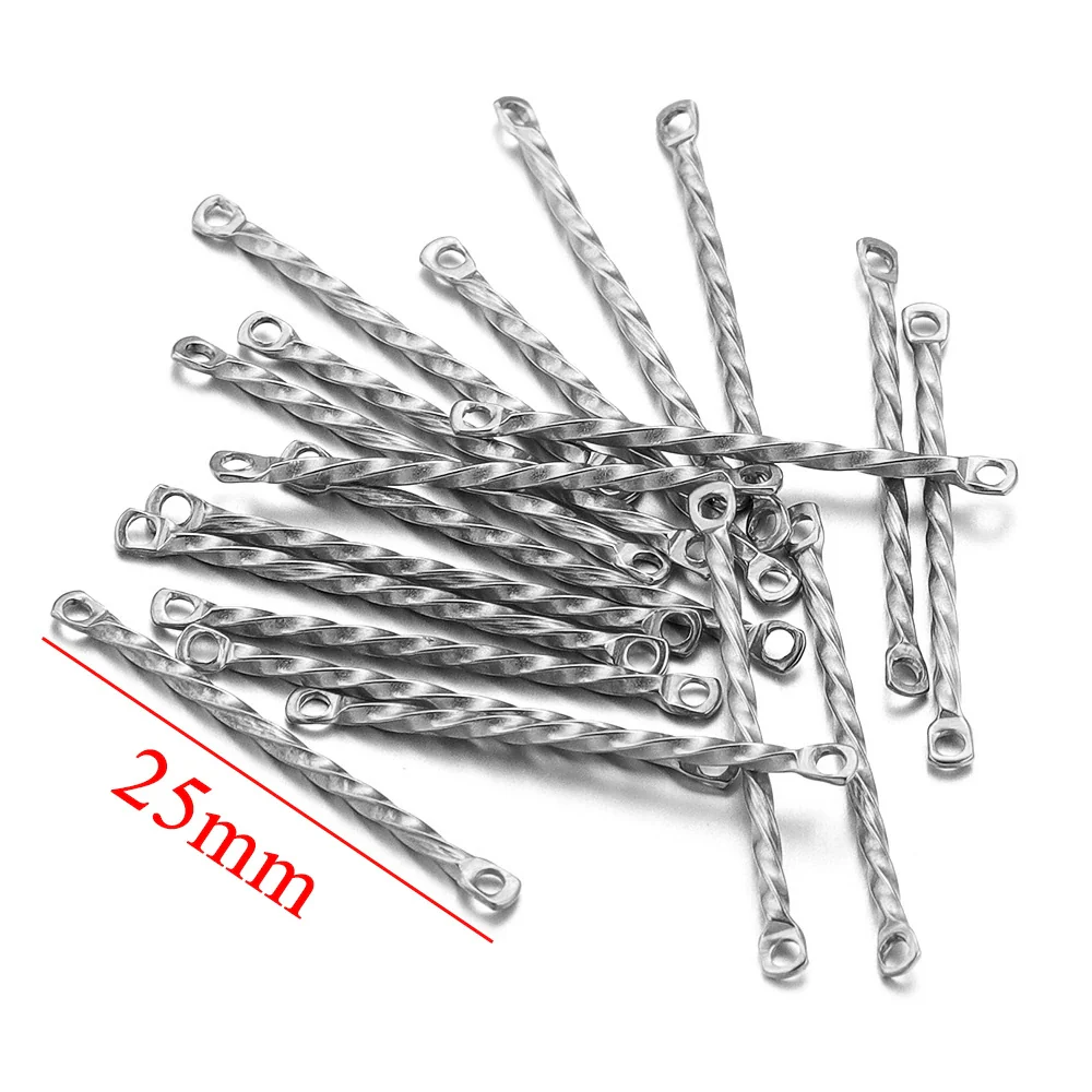 Stainless Steel Twisted Rod Double Hole Connection Diy Jewelry Accessories For Bracelet Necklace Earrings With Electroplating - Image 11