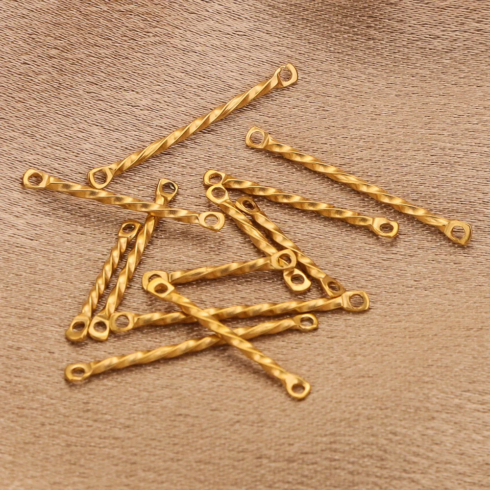 Stainless Steel Twisted Rod Double Hole Connection Diy Jewelry Accessories For Bracelet Necklace Earrings With Electroplating - Image 3