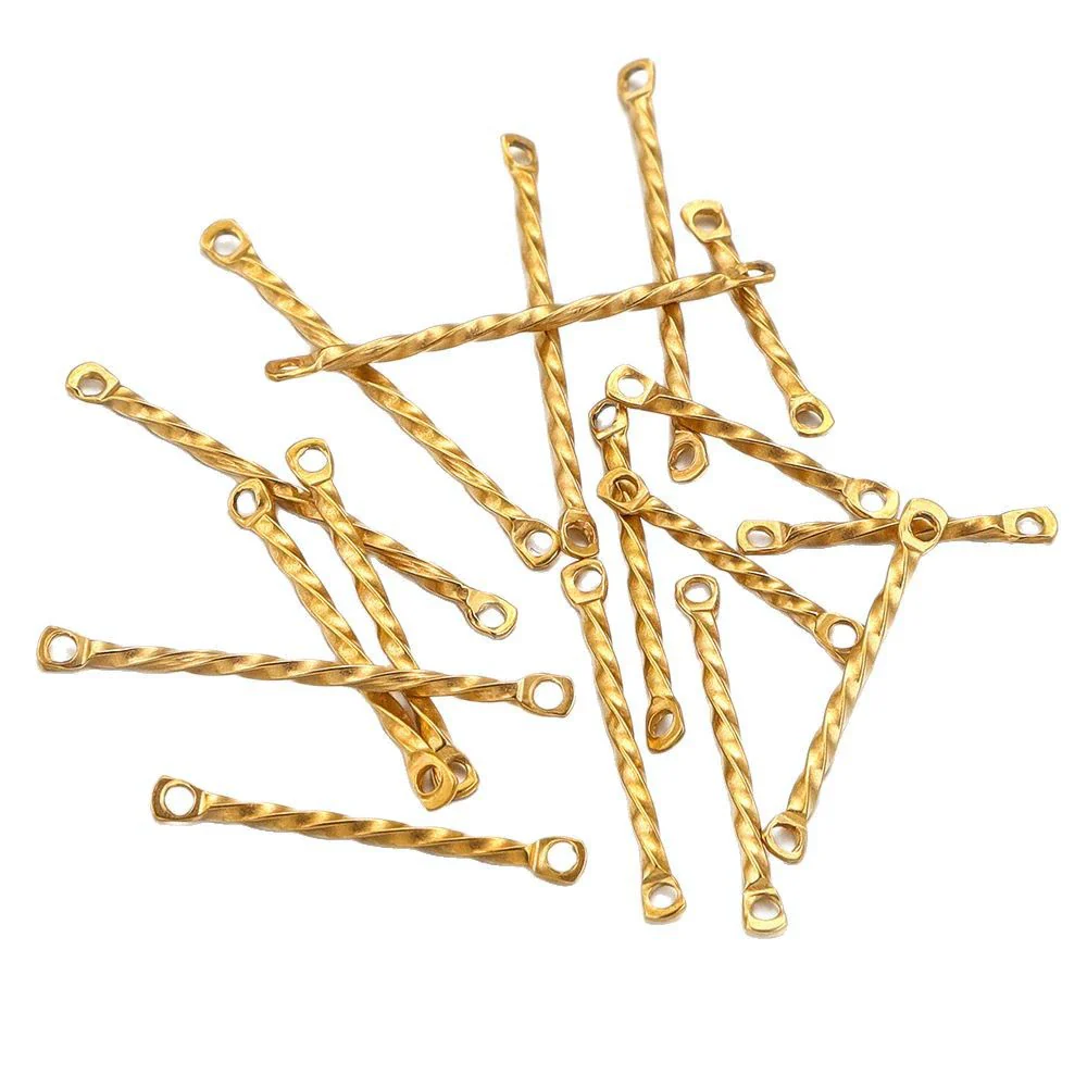 Stainless Steel Twisted Rod Double Hole Connection Diy Jewelry Accessories For Bracelet Necklace Earrings With Electroplating - Image 5