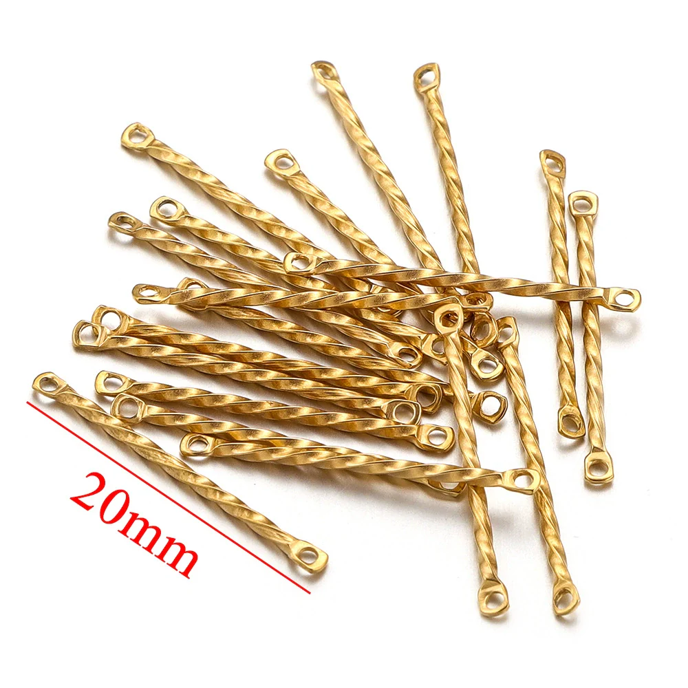 Stainless Steel Twisted Rod Double Hole Connection Diy Jewelry Accessories For Bracelet Necklace Earrings With Electroplating - Image 7