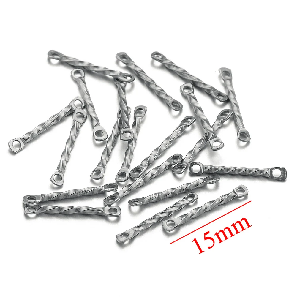 Stainless Steel Twisted Rod Double Hole Connection Diy Jewelry Accessories For Bracelet Necklace Earrings With Electroplating - Image 9