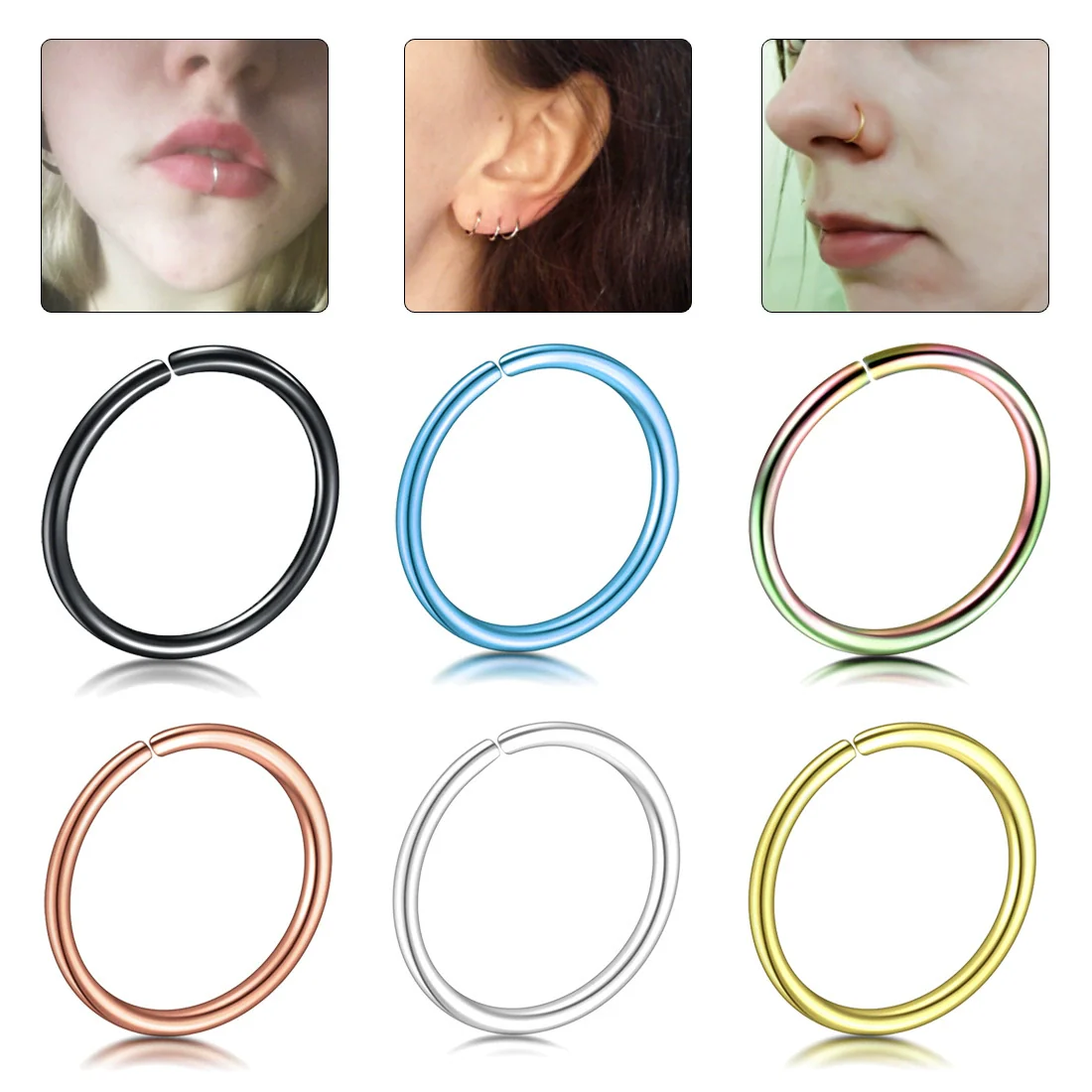 Stainless Steel U Shaped Electroplated Hole Free Nose Ring And Fake Lip Ring Jewelry Unisex