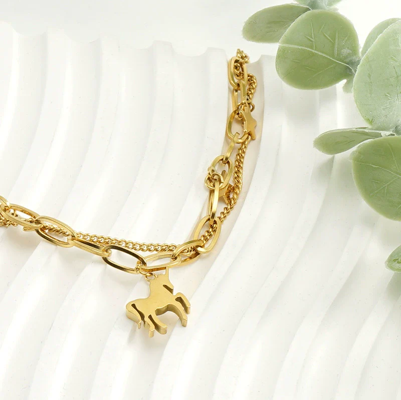 316L Stainless Steel Unicorn Animals Zodiac Niche Design Electroplated Women's Bracelet - Image 4