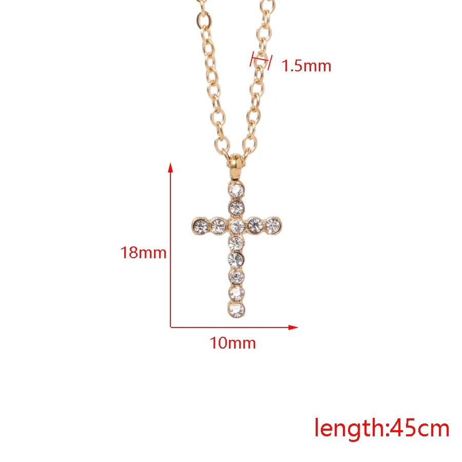 Stainless Steel Ushaped Diamond Cross Pendant Necklace Electroplated Unisex O Word Chain - Image 5