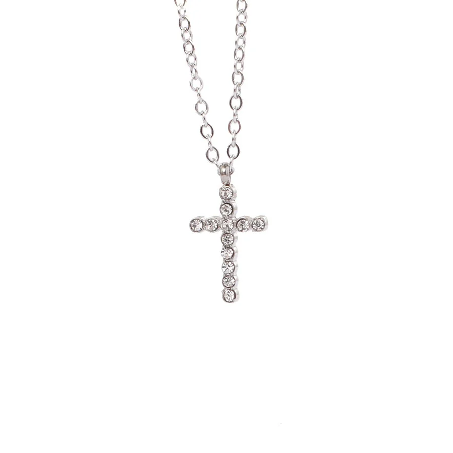 Stainless Steel Ushaped Diamond Cross Pendant Necklace Electroplated Unisex O Word Chain - Image 8